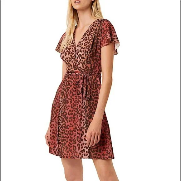 French Connection Annalia Leopard 🐆 Print Dress - Picture 1 of 9